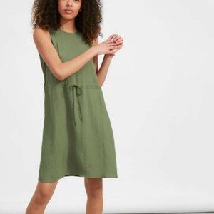 Everlane Japanese GoWeave Green Drawstring Dress pockets 0750 triacetate sz 00